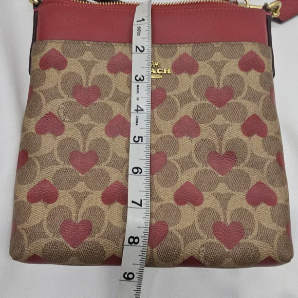 Coach Heart Print Crossbody Brown Red Signature - Picture 4 of 9
